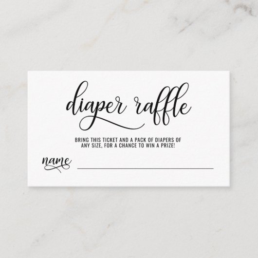 Carte D'accompagnement DIAPER RAFFLE Billet Baby shower noir et blanc (Devant)