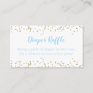 Carte D'accompagnement Diaper Raffle Blue & Gold Confetti Baby shower gar