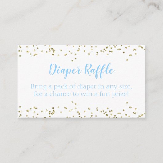 Carte D'accompagnement Diaper Raffle Blue & Gold Confetti Baby shower gar (Devant)