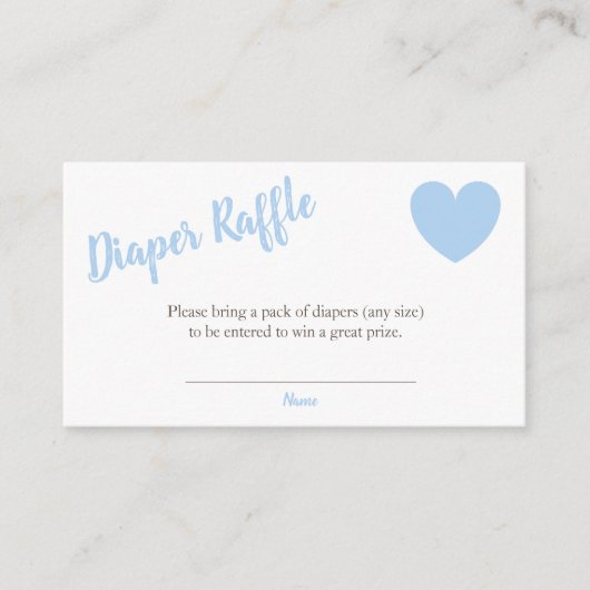 Carte D'accompagnement Diaper Raffle Blue Heart Baby shower garçon (Devant)