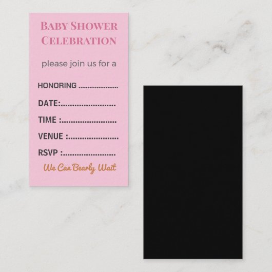 Carte D'accompagnement Diaper Raffle Card Tickets | Elegant Insert (Devant / Derrière)