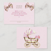 Carte D'accompagnement Diaper Raffle Carriage Bows Pink Gingham (Devant / Derrière)