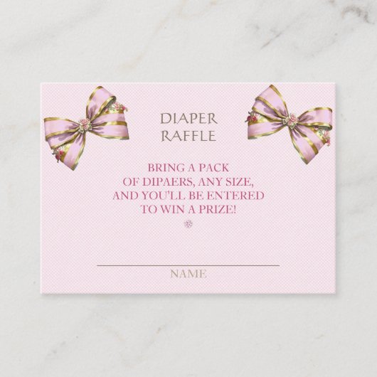 Carte D'accompagnement Diaper Raffle Carriage Bows Pink Gingham (Devant)