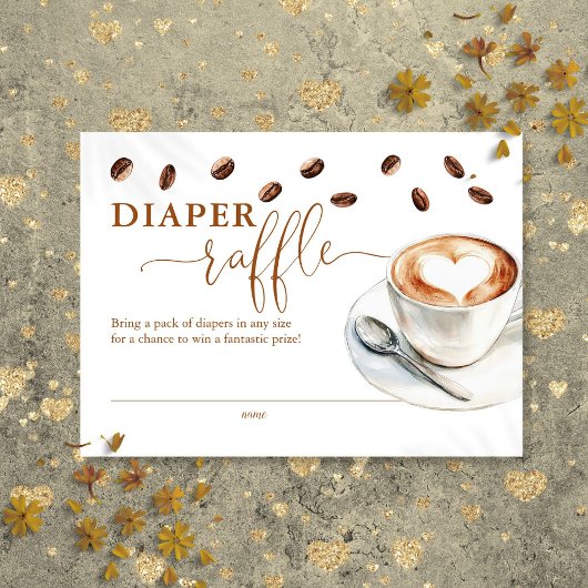 Carte D'accompagnement Diaper Raffle Coffee Bean Baby Shower