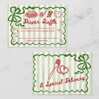 Carte D'accompagnement Diaper Raffle Green Bow Frame Enclosure Card