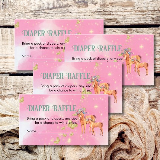 Carte D'accompagnement Diaper Raffle Jeu Unicornes Magiques Et Papillon