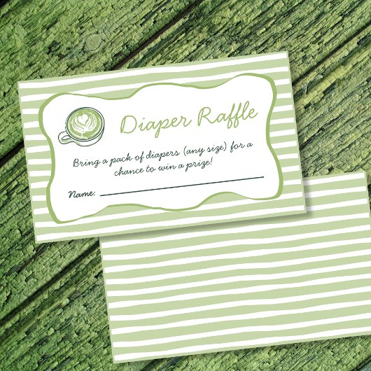 Carte D'accompagnement Diaper Raffle Matcha Green Tea Baby Shower