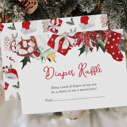 Carte D'accompagnement Diaper Raffle Noël Père Noël Baby shower