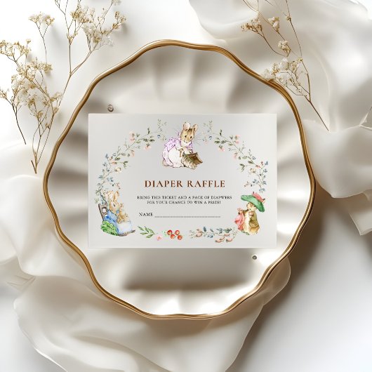 Carte D'accompagnement Diaper Raffle Peter Rabbit Baby Shower Ticket