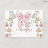 Carte D'accompagnement Diaper Raffle Pink Bow Baby Shower (Devant)