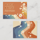 Carte D'accompagnement Diaper Raffle Retro Rainbow Hippie Daisy (Devant / Derrière)