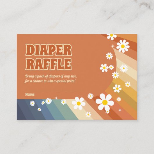 Carte D'accompagnement Diaper Raffle Retro Rainbow Hippie Daisy (Devant)