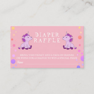 Carte D'accompagnement Diaper Raffle rose Unicorne Twins Baby shower fill