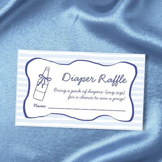 Carte D'accompagnement Diaper Raffle Soda Bottle Wavy Blue Baby Shower