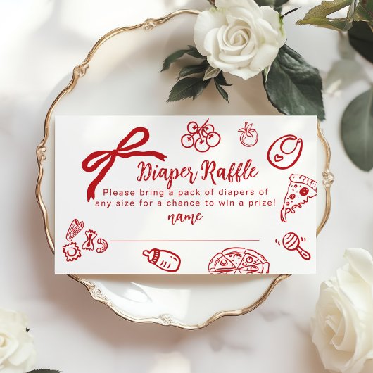 Carte D'accompagnement Diaper raffle Special Delivery Hand drawn Bow