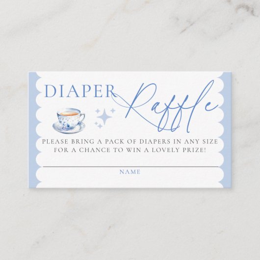 Carte D'accompagnement Diaper Raffle Tea Brewing Script Boy Baby Shower (Devant)