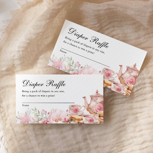 Carte D'accompagnement Diaper Raffle Tea Party Baby Shower 