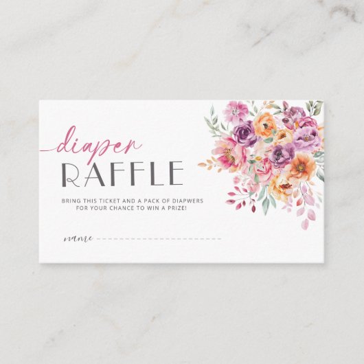 Carte D'accompagnement Diaper Raffle Ticket | Baby in Bloom Blush Pink (Devant)