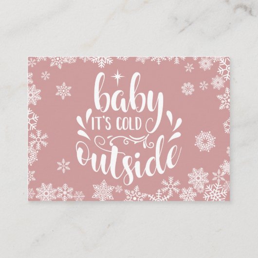 Carte D'accompagnement Diaper Raffle Winter Baby Shower Dusty Rose Pink (Dos)