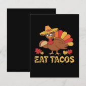 Carte D'accompagnement Dinde drôle de Thanksgiving mangeant des tacos (Devant / Derrière)