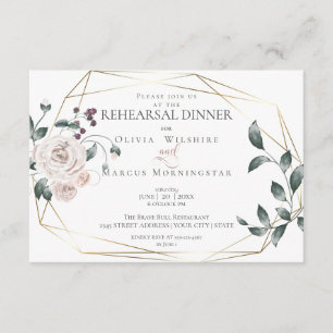 Carte D'accompagnement Dîner de répétition   Aquarelle Blush Rose Floral