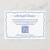 Carte D'accompagnement Dîner de répétition avec code QR Nautical Blue Fra (Devant)