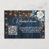Carte D'accompagnement Dîner de répétition de code QR en bois bleu (Devant)