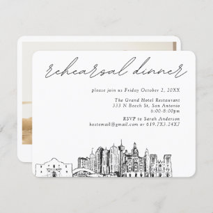 Carte D'accompagnement Dîner de répétition élégant Mariage de San Antonio