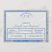 Carte D'accompagnement Dîner de répétition monogramme en marbre bleu et g (Devant)