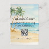 Carte D'accompagnement Dîner de répétition QR Code Plage et Palmiers (Devant)