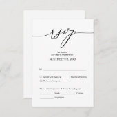 Carte D'accompagnement Dîner mariage RSVP, options de repas (Devant / Derrière)