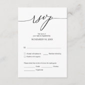 Carte D'accompagnement Dîner mariage RSVP, options de repas (Devant)