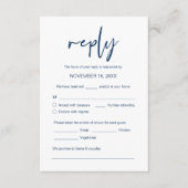 Carte D'accompagnement Dîner mariage RSVP, options de repas, demande de c (Devant)