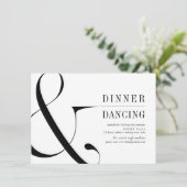 Carte D'accompagnement Dîner typographique moderne et réception dansante (Debout devant)