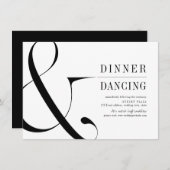 Carte D'accompagnement Dîner typographique moderne et réception dansante (Devant / Derrière)