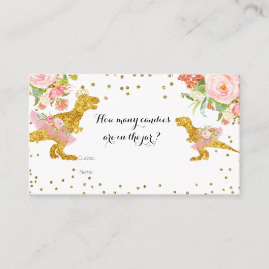 Carte D'accompagnement Dino Girl Combien de bonbons dans le pot Card (Devant)