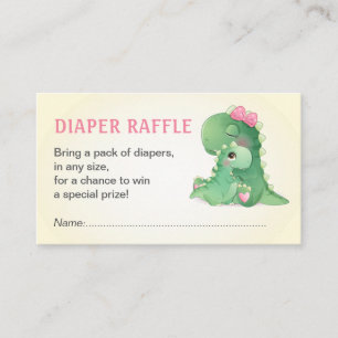 Carte D'accompagnement Dinosaur Bébé Fille Douche Déchets Raffle Billet
