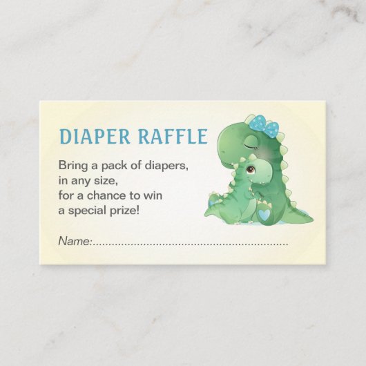 Carte D'accompagnement Dinosaur Bleu Bébé Garçon Douche Déchets Raffle Ti (Devant)