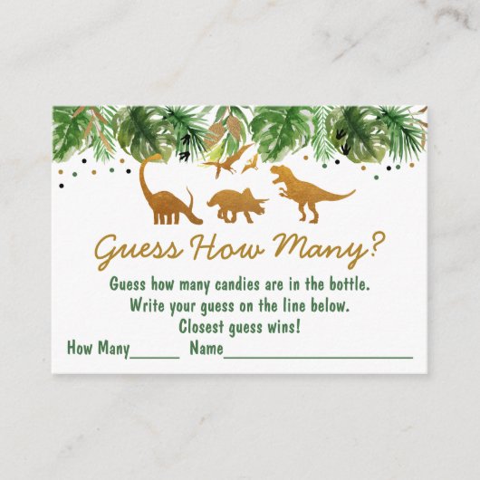Carte D'accompagnement Dinosaur Safari Devine Combien De Jeu De Douche (Devant)