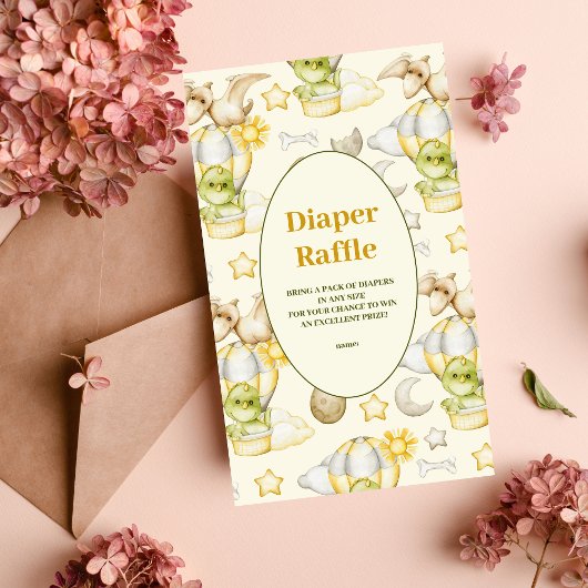Carte D'accompagnement Dinosaur Thème Baby Diaper tombola