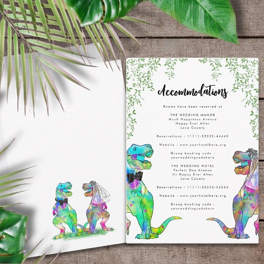 Carte D'accompagnement Dinosaur Thème Mariage Hébergements