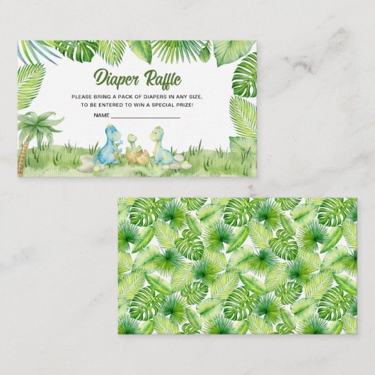 Carte D'accompagnement Dinosaure Baby shower Dinosaure Raffle (Devant / Derrière)