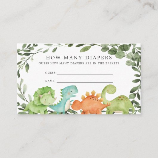 Carte D'accompagnement Dinosaures Baby shower Devine Combien De Diapos (Devant)