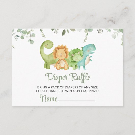 Carte D'accompagnement Dinosaures mignons, T-Rex, Jurassique, Déchets (Devant)