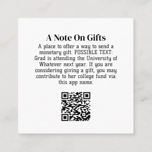 Carte D'accompagnement Diplôme Cadeau QR Code avec photo à l'avant (Dos)