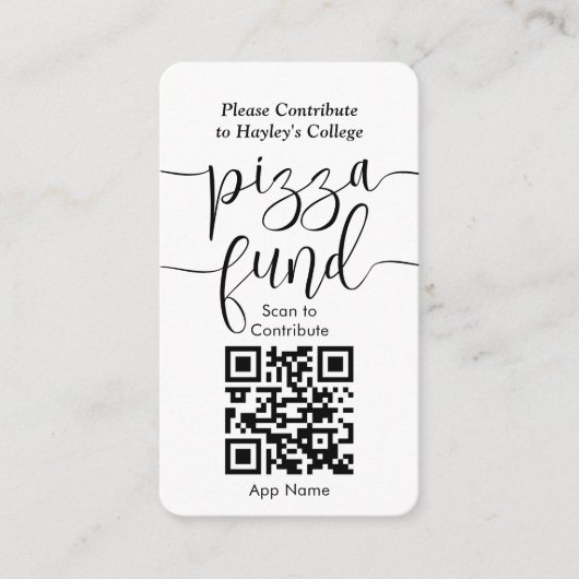 Carte D'accompagnement Diplôme du College Pizza Fund QR Code & Photo (Devant)