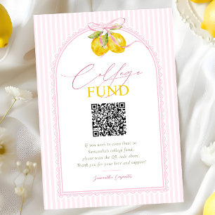 Carte D'accompagnement diplômé fraîchement Lemon ruban rose Fonds pour le