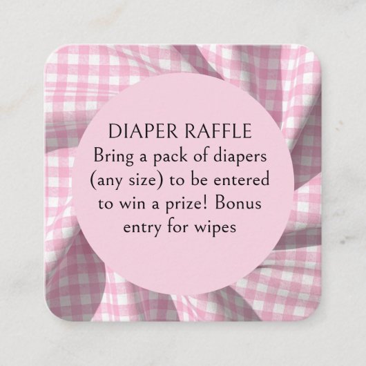 Carte D'accompagnement Dipper Raffle gingham baby shower  (Devant)