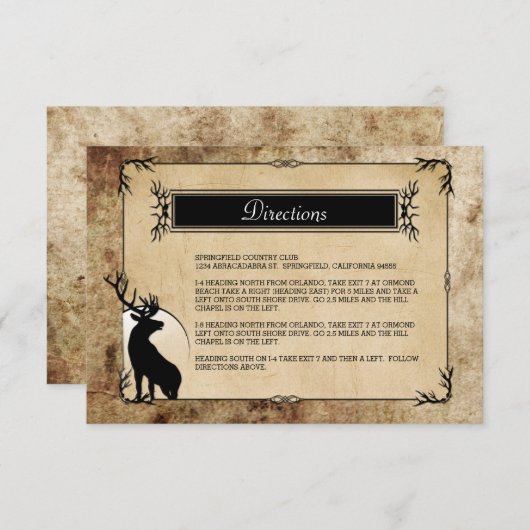 Carte D'accompagnement Direction des cerfs rustiques en bois (Devant / Derrière)