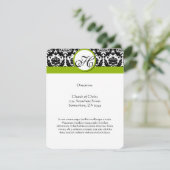 Carte D'accompagnement Direction du monogramme floral noir et blanc (Debout devant)